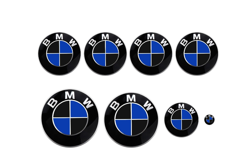 MATTE Black & Blue BMW Badge Roundel Wrap Overlay